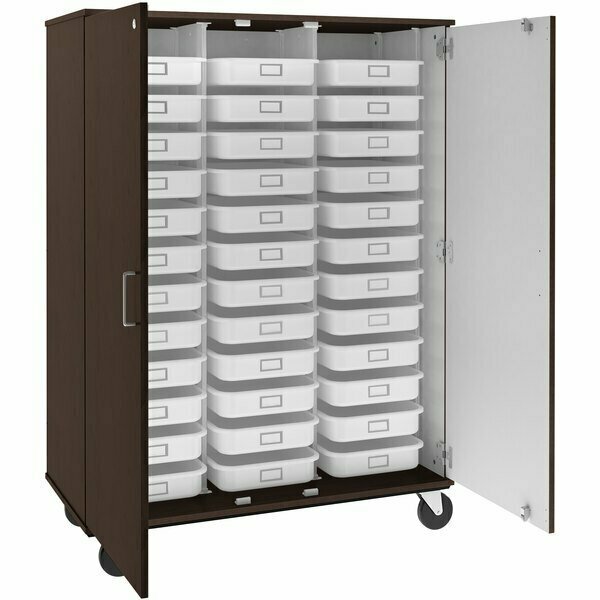 I.D. Systems 67'' Tall Midnight Maple Mobile Storage Cabinet with 36 3 1/2'' Trays 80275F67023 538275F67023